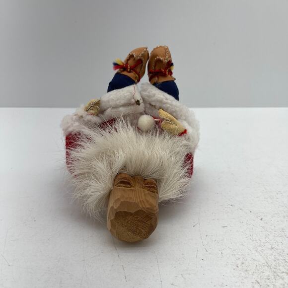 Vintage Wooden Santa Claus Figurine Leather Gloves Boots Misako Made in Finland - Picture 7 of 14